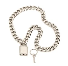 Pad Lock Choker Gothic Necklace Pendant Diamond Cut Chain Sid Vicious Real Lock