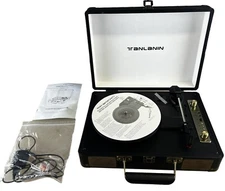 Tranlanin Vinyl Record Player Bluetooth Two Needles 3 Speed Portable NOB VGNC