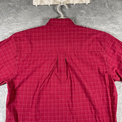 WSU Cougars Button Shirt Mens Large Red Grid Cuff Spellout Washington State - Picture 10 of 12