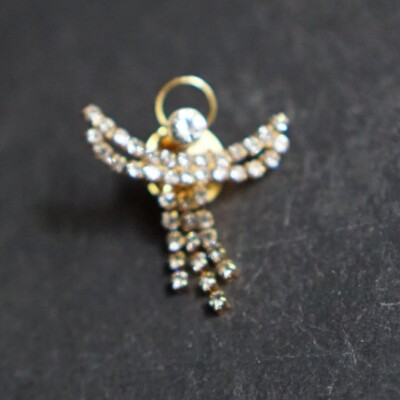 Vintage Pin - Rhinestones Angel Hal Dangle - Gold Tone Metal | eBay
