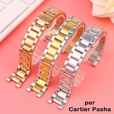 Cinturino orologio acciaio per Cartier Pasha oro argento 16-8mm 18-10mm 20-12mm