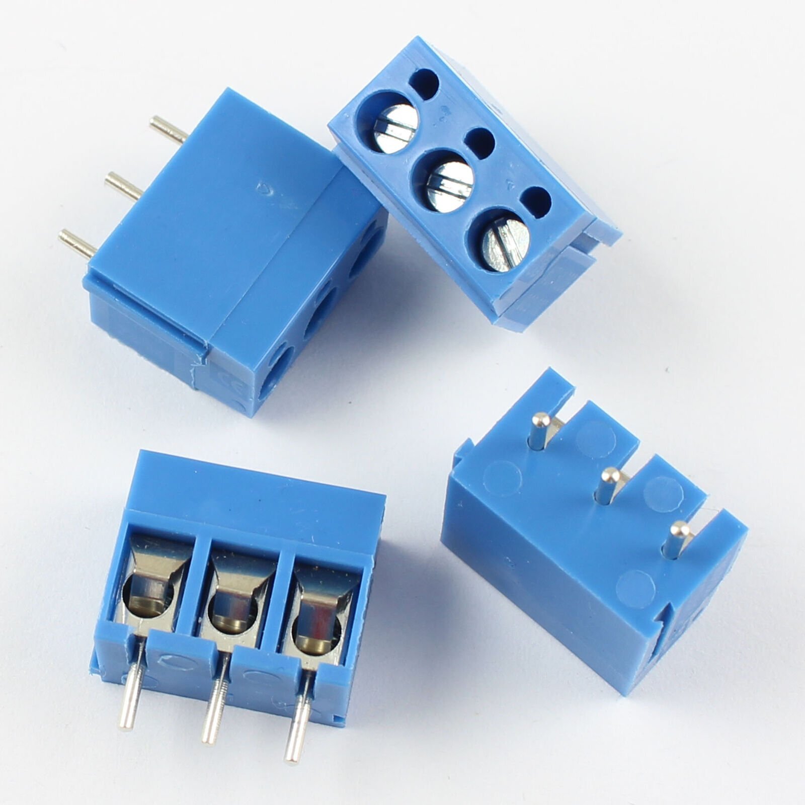 5Pcs Blue 5mm Pitch 3 Pin 3 Way Screw Terminal Block Connector MG300 PH:12.6mm