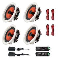 Herdio 4X6.5" Flush Mount Bluetooth Ceiling Speakers Home Office Restaurant