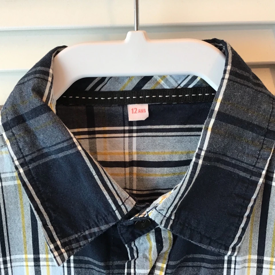 Lot of Boys Shirts Button Down Collared Polo J.Khaki Blue Plaid Size 12 L  - Image 3 of 4