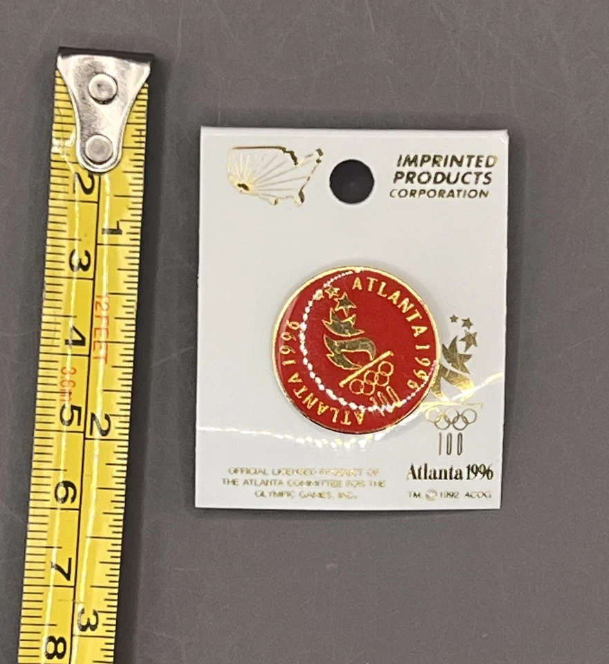 Vintage 1996 Red and Gold Atlanta Olympic Games Lapel Pin New - Image 2 of 3