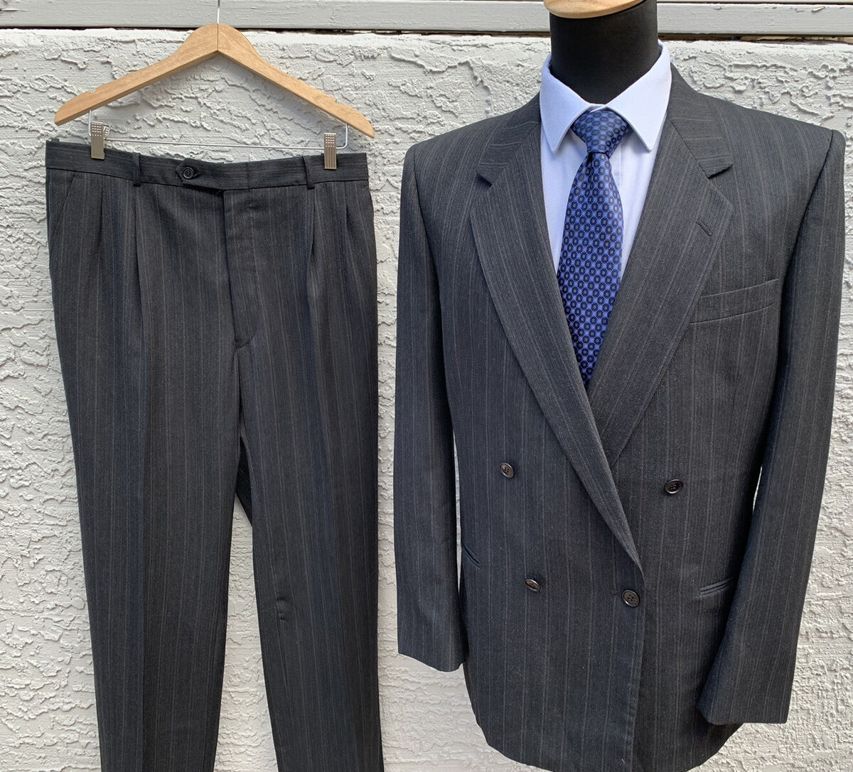 Vtg 90s Double Breasted Notch Lapel Suit By Marzotto 44 L Vtg 90s Double Breasted Notch Lapel Suit By Marzotto 44 L
