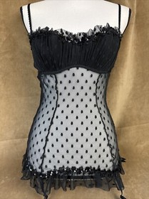 NWT Victoria's Secret Sexy Little Things 34B Black Lingerie~ NEW! Polka Dots