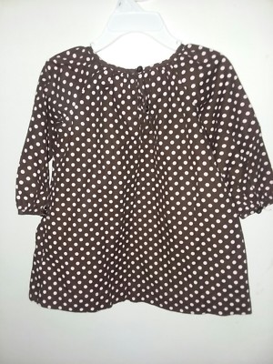 Old Navy Brown Pink Polka Dot Dress Pockets sz 12-18 Months Lined Long  Sleeve | eBay