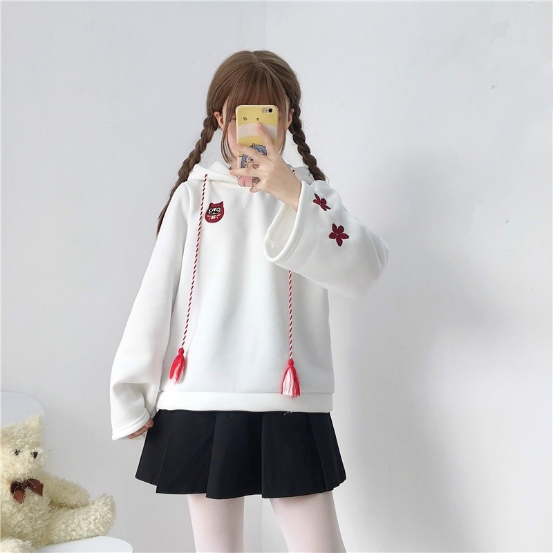 Women Girl Japanese Cat Hoodie Sweatshirt Pullover Top Kawaii