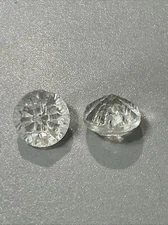 (2) Antique Clear Glass Tunnel Shank 9/16” Buttons Faceted Dome W/ Point X15