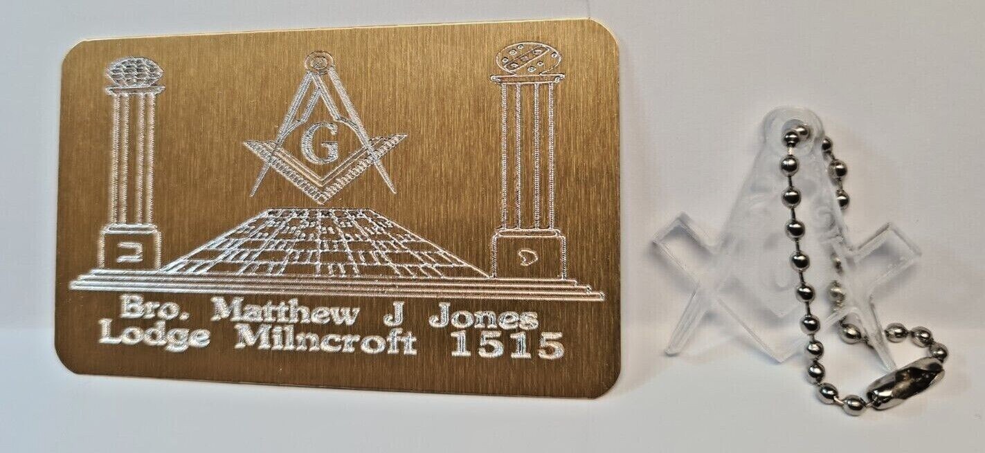 MASONIC BRIEFCASE ID PLATE PLAQUE PERSONALISED REGALIA WITH A FREE