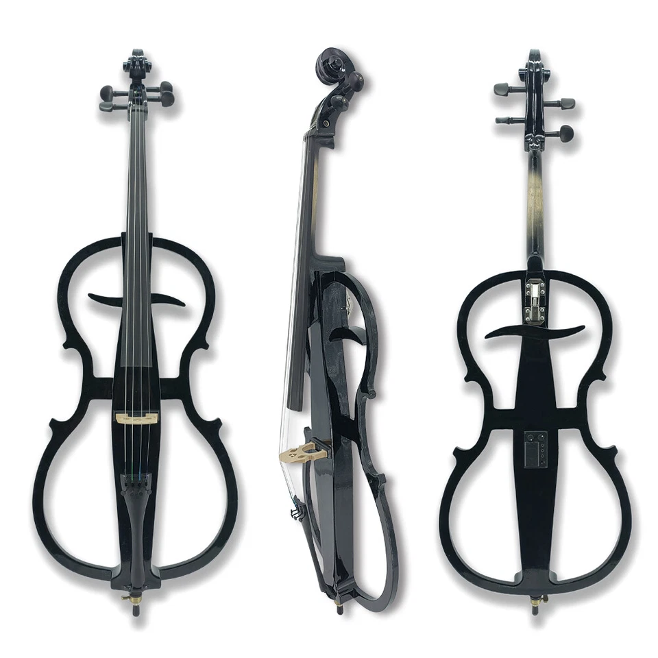 Novo violoncelo elétrico 4 cordas tamanho 4/4 peças de ébano para estudantes adultos iniciantes  - Imagem 3 de 4