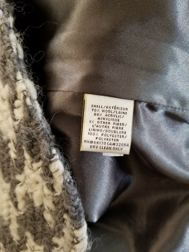 ANTHROPOLOGIE ELEVENSES HOODED CROPPED WOOL COAT GREY WHITE HOUNDSTOOTH S EEUC - Picture 7 of 11