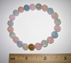 7.5" POLISHED 8mm ROUND AQUAMARINE / MORGANITE CRYSTAL STRETCH BRACELET 21.6g *8 — photo 6
