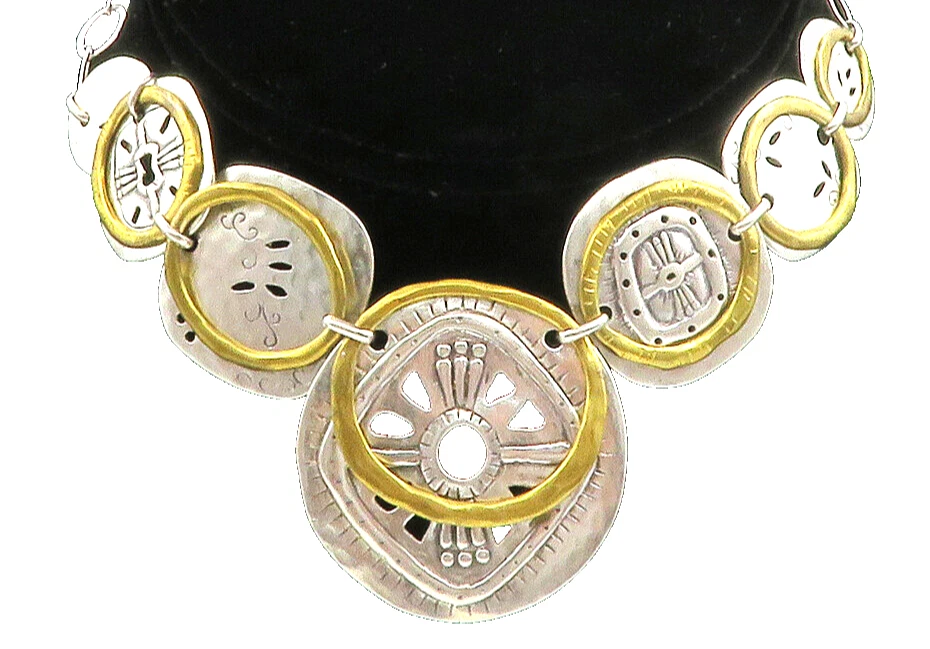 Collar de cadena floral de dos tonos vintage de plata de ley 925 Silpada NE2283 Foto 2 de 4