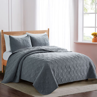 UNIKOME 3-Piece Set Oversize Bedspread Coverlet Bed Cover Quilt W/ Pollow Cases