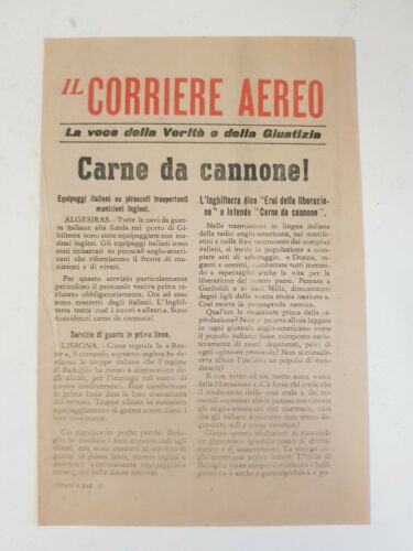 IL CORRIERE AEREO ... CARNE DA CANNONE volantino di propaganda RSI,  17-10-1943