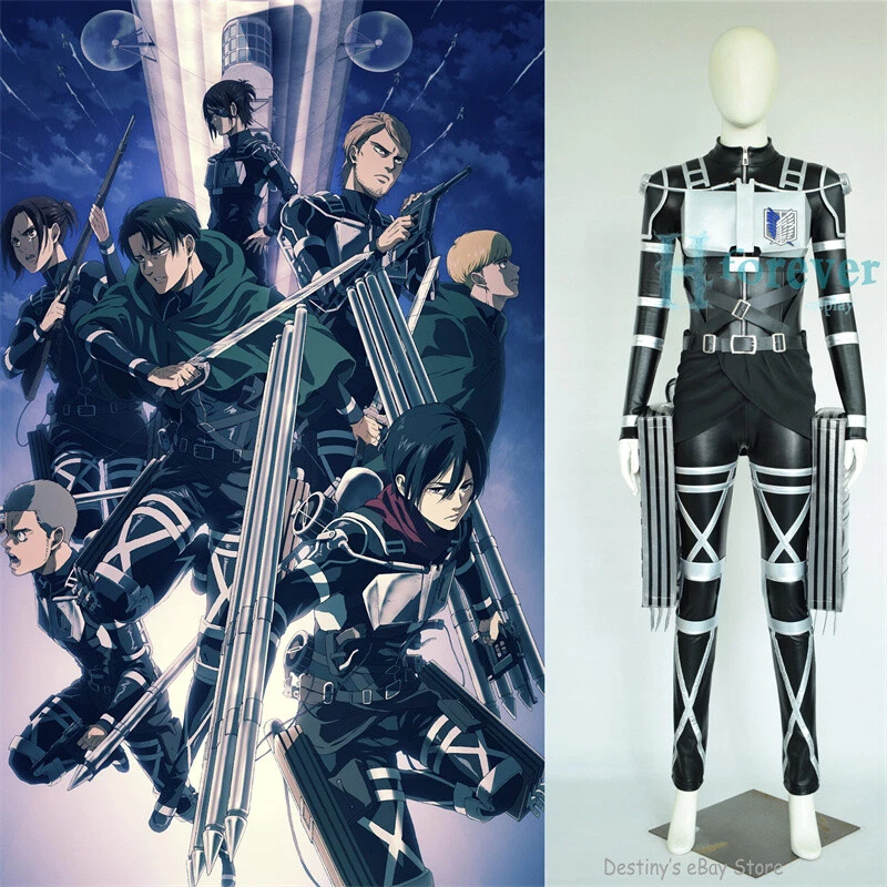 Attack on Titan Survey Corps Levi Ackerman Cospaly Costume Halloween PU Tights