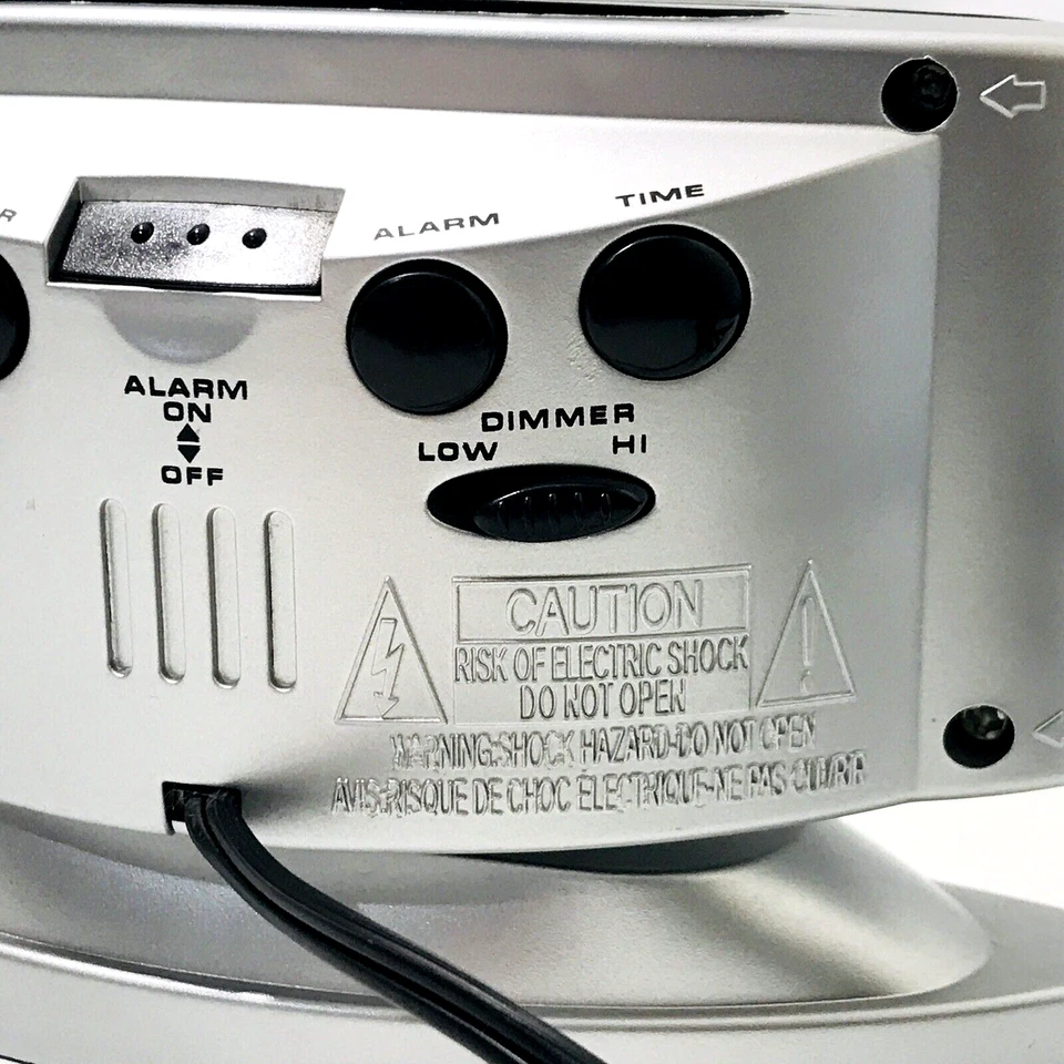 Sharp LED Digital Alarm Clock, Swivel Base, Silver Case, Red Display, SPC033D - Image 3 of 4