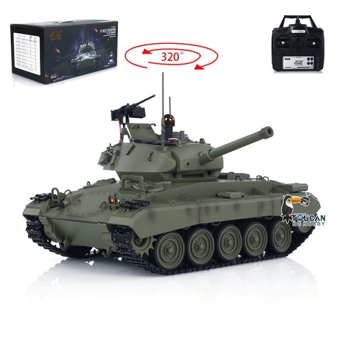 1:16 TONGDE M24 Chaffee Infrared RC Tank 320° Turret Barrel Recoil Smoke Light - Picture 7 of 21