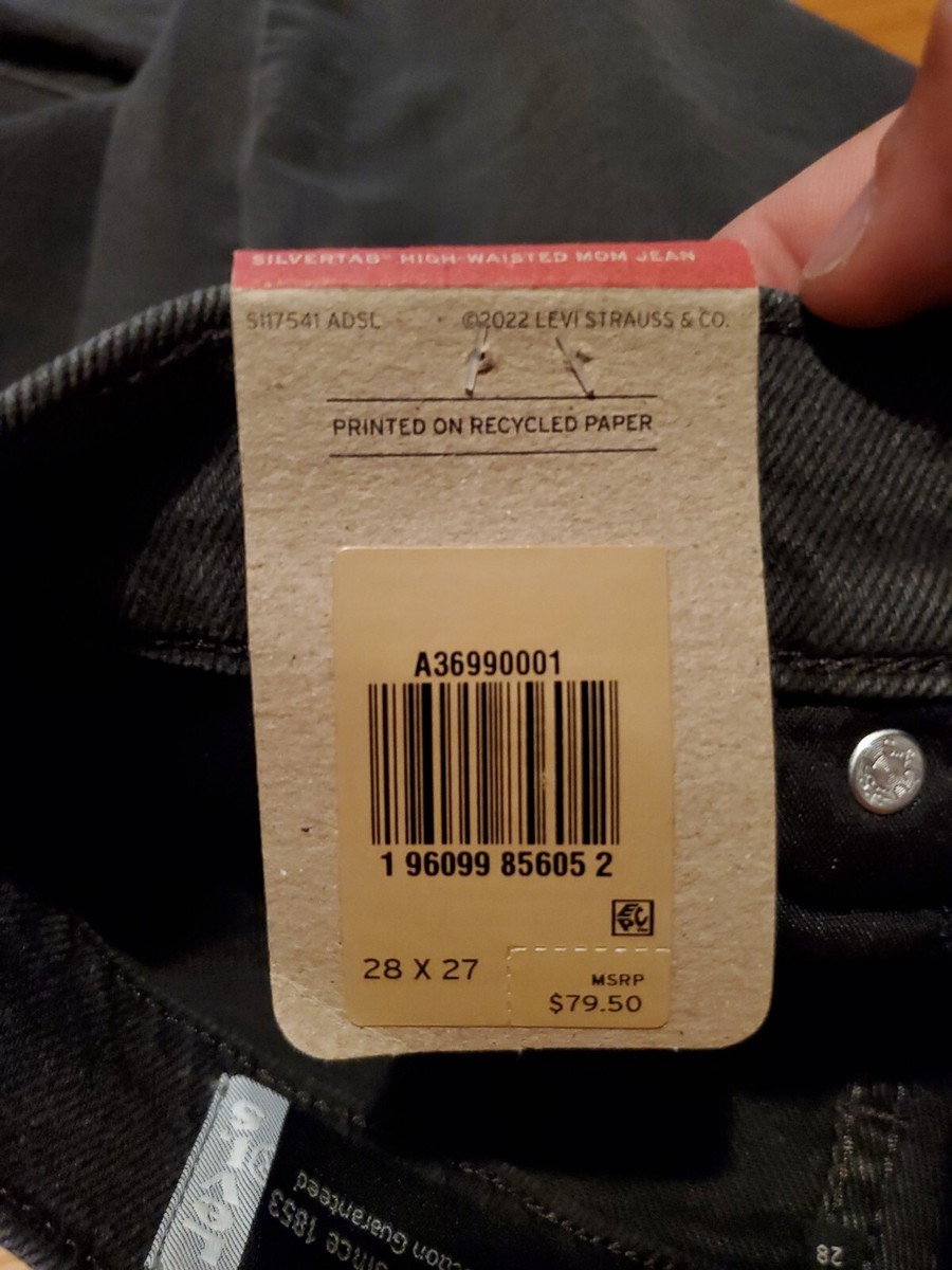 Levi's High Waisted Mom Jean Black Denim SILVER TAB 28x27 Hi Rise