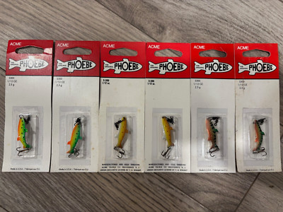 6 NOS USA ORIGINAL Acme Phoebe 1/12oz Firetiger Brown Trout Metallic Perch HOT
