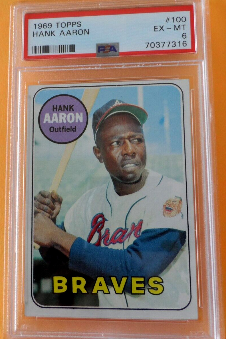 1969 TOPPS BASEBALL #100 HANK AARON G-69 PSA 6