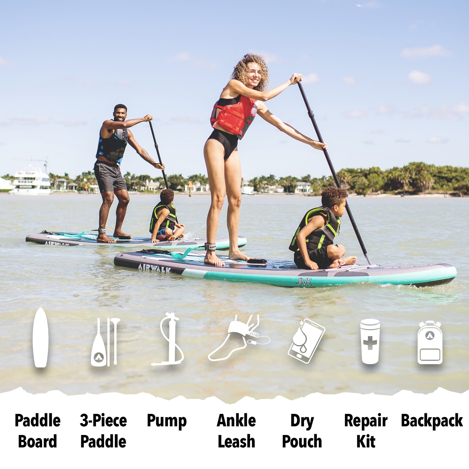 Airwalk ISUPJIVE22U-GYBS Jive Inflatable Stand Up Paddle Board Package ...
