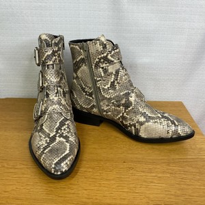 snakeskin buckle booties