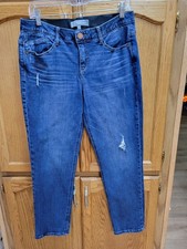 Dark Wash Distressed Slim Leg Ankle Jeans By WIT  WISDOM sz 10. Excellent Cndtn