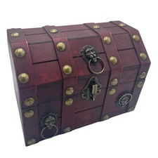 Decorative Large Wooden Treasure Chest - Tan