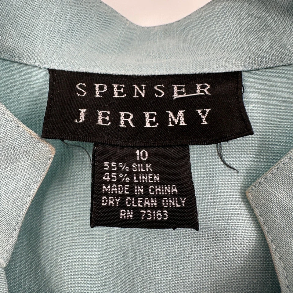 Conjunto de chaqueta de mujer minimalista de seda mezcla de lino talla 10 aguamarina mandarina Foto 3 de 4