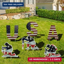 6 Pcs 4th of July Yard Signs Decorations, Independence Day Soldiers and USA Lett