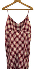 NWT Women's Size XL Gap Red Plaid Button Front Cami Maxi Dress