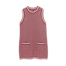 Chanel Coco Mark Button Sleeveless Dress Cashmere Pink Size 44