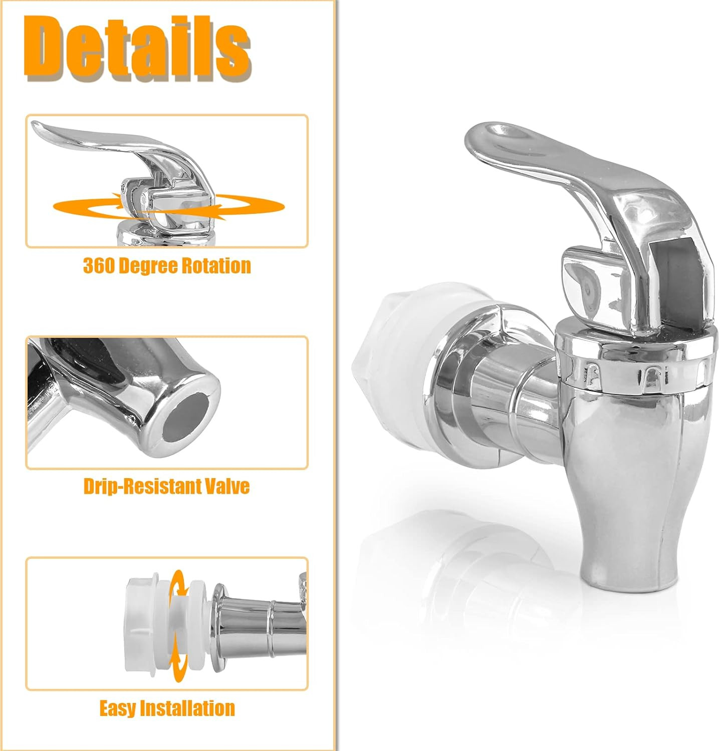2 Pack Biaungdo Silver Spigot Faucet for Water Beverage Dispenser Replacement
