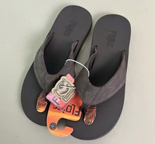 Flojos Cosmo Debossed Brown Flip Flops Sandal Hammock Comfort MENS 13 NEW