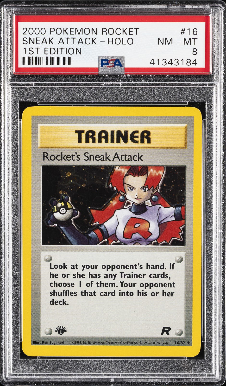 2000 POKEMON ROCKET 1ST ED #16 ROCKET'S SNEAK ATTACK-HOLO PSA 8
