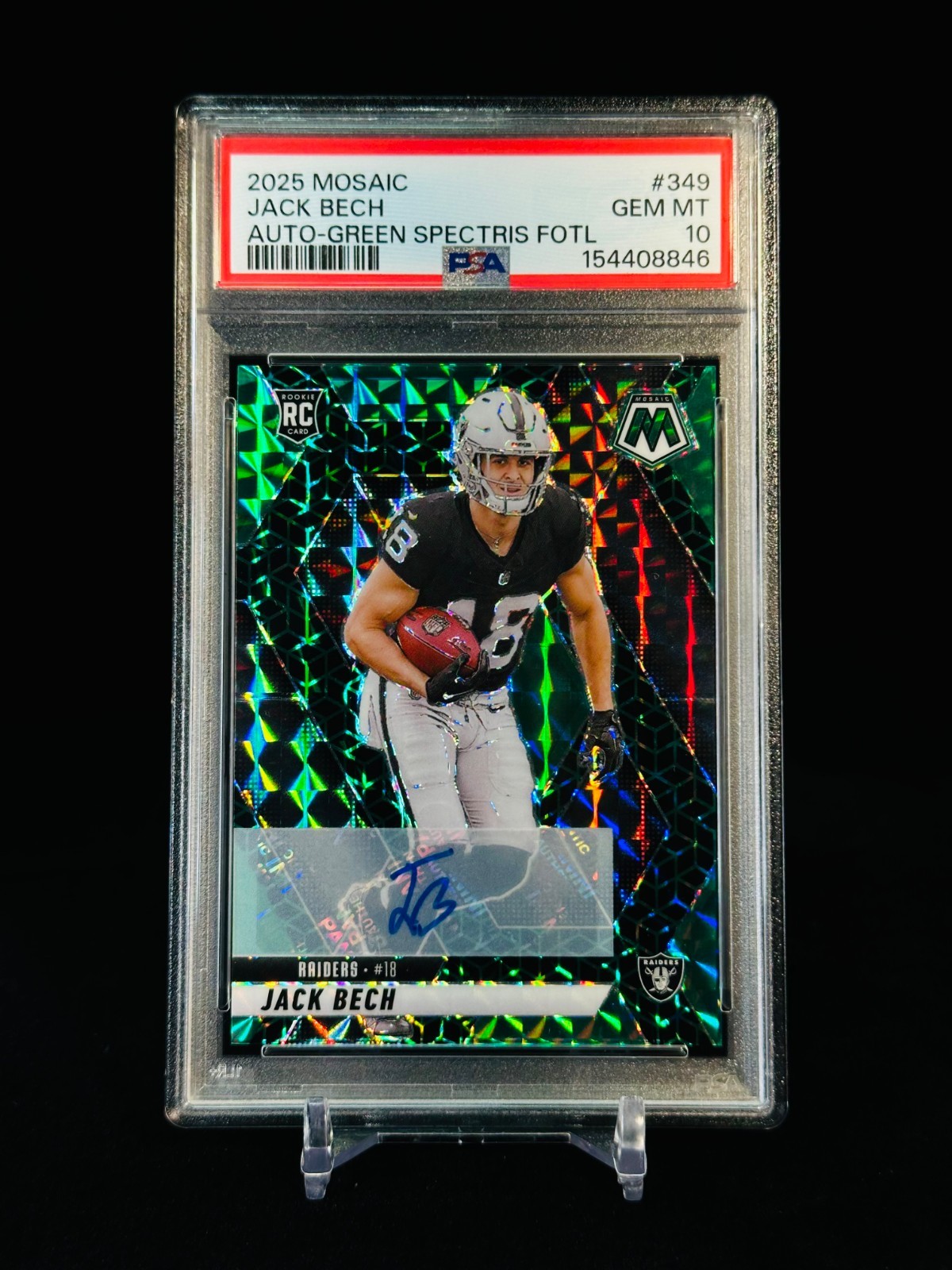 2025 Mosaic Jack Bech ROOKIE AUTO Green Spectris FOTL /30 PSA 10 POP 2