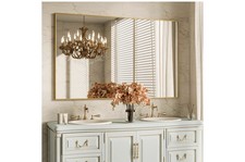 Image of Rectangular Wall Mirror 120x75cm Sleek Golden Aluminium Frame