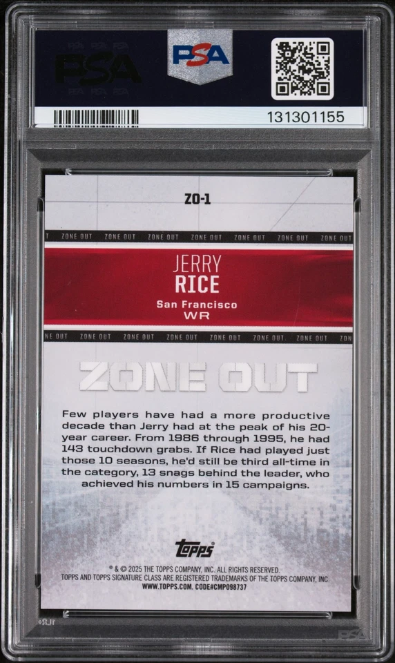 2024 Topps Signature Class Jerry Rice #18/25 PSA Vermelho 9 Perfeito Pop 1! Zone Out ZO-1 - Imagem 2 de 2