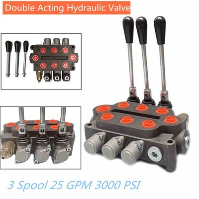 3 Spool 25 GPM Hydraulic Control Valve for Pumps Cylinders Motors 1500-3000 PSI