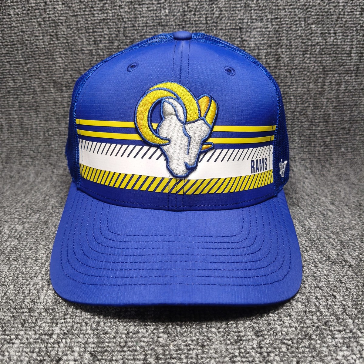 '47 Brand Los Angeles Rams NFL Trucker Snapback Hat Blue Mesh Cap