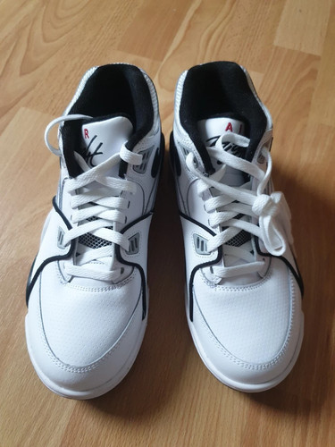 Nike Air Flight 89 (GS) scarpe da basket bianche nere HF0406-102 taglie UK 5 - Foto 9 di 16