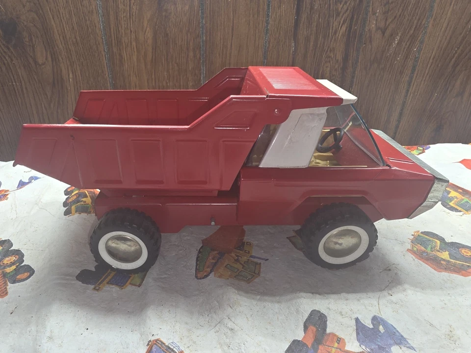 Camión de volteo Buddy L Push-N-Steer años 70 juguete de acero prensado 14 1/2" de largo Foto 3 de 4