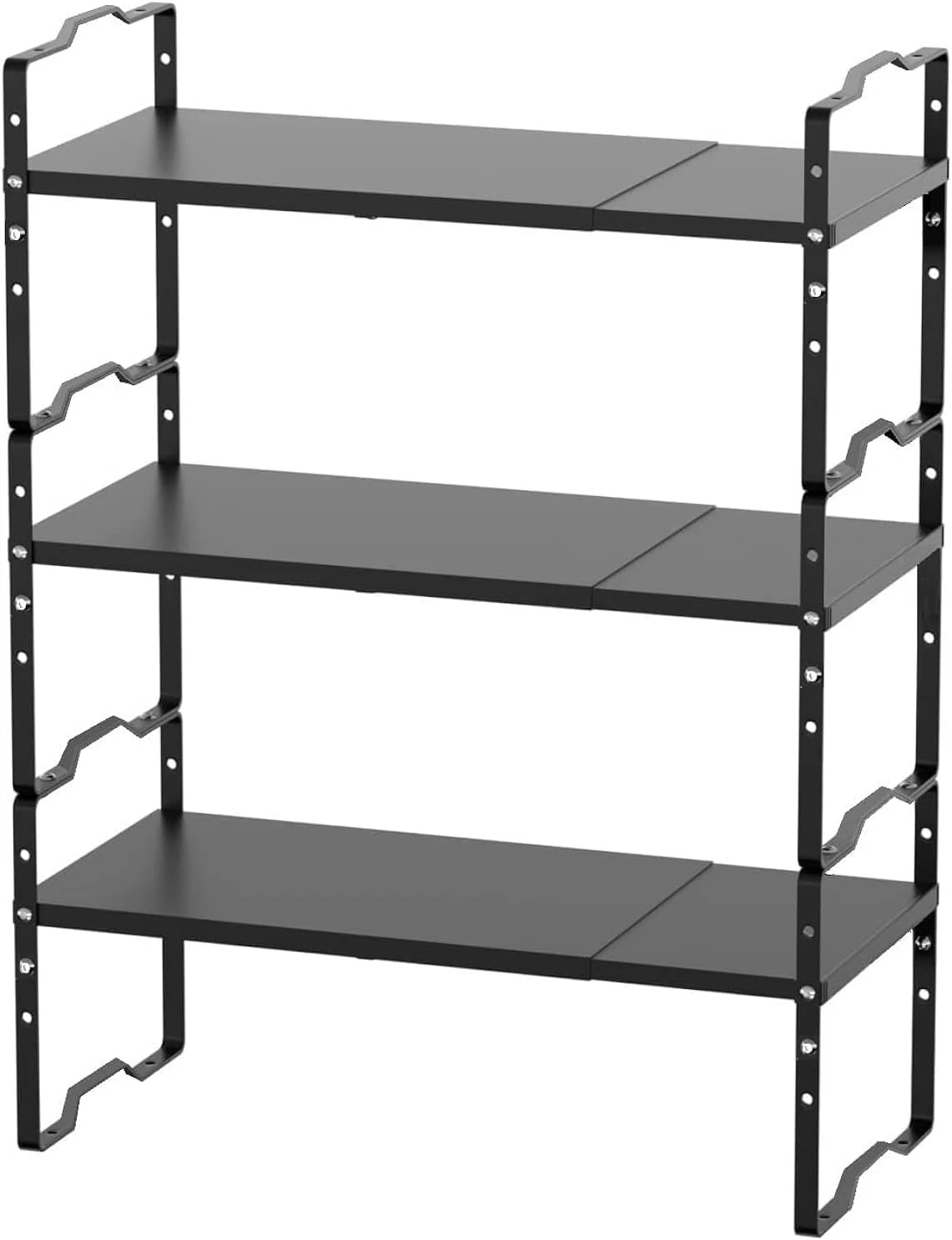 Adjustable Expandable Spice Rack - Stackable Cabinet Organizer, 3 Packs, Black