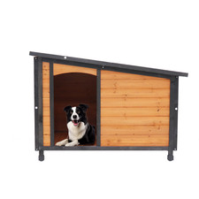 46" Large Dog House Outdoor Indoor Wooden Kennel with PVC Waterproof Roof