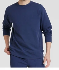 All In Motion Heavy Weight Waffle Knit Sweatshirt Mens XLarge Navy Crew Neck
