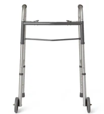 Medline 2-Button Folding Walker with 5" Wheel By Medline Gray