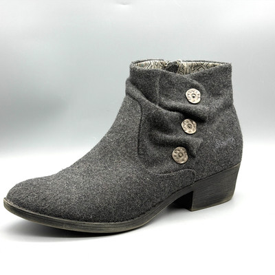 Blowfish Malibu Sava Boots Womens 7.5 Gray Flannel Ankle Booties Button Casual